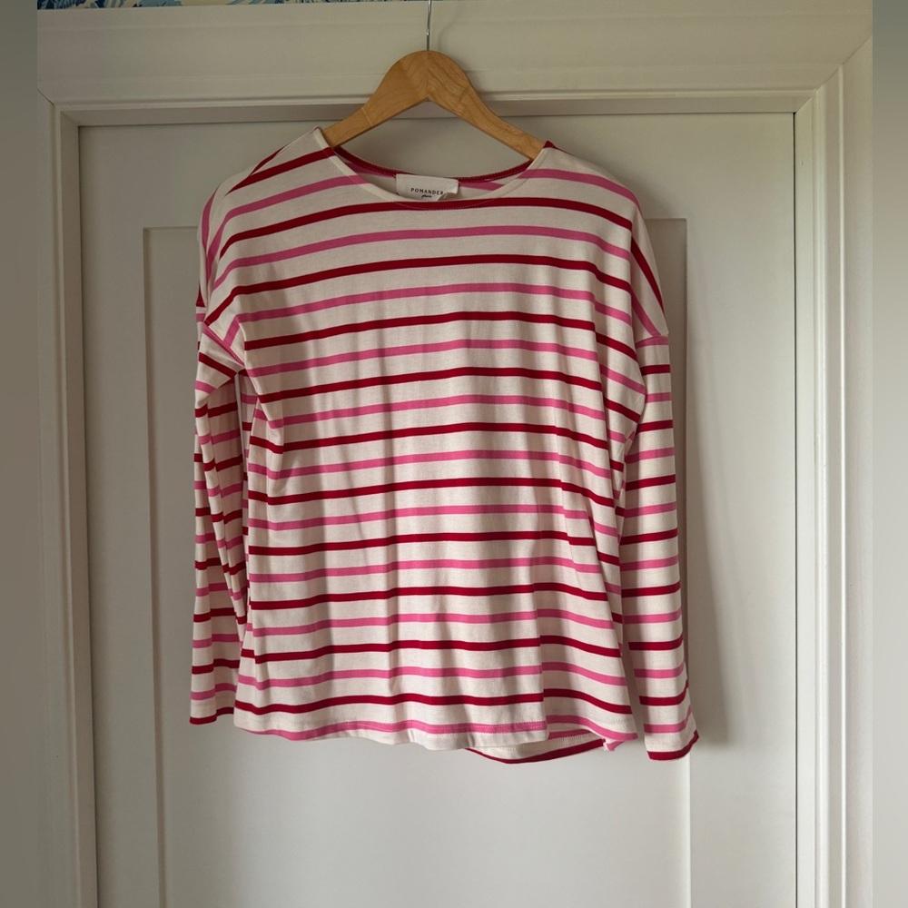 Pomander Place by Tuckernuck pink red and white striped long sleeve tee